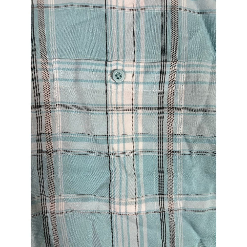 George Button Down Shirt 3XL Plaid Light Blue Short Sleeve Fair - Picture 8 of 13